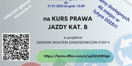 29 stycznia rusza rekrutacja na kurs prawa jazdy - Gdańsk Miastem Zawodowców -etap II